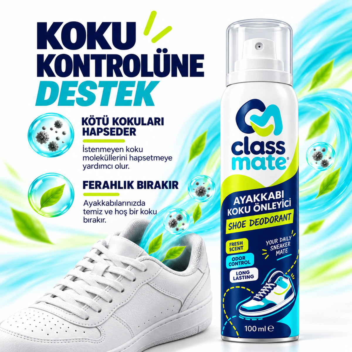 Ayakkabı Deodorantı 100 ml, koku kontrolü tanıtımı