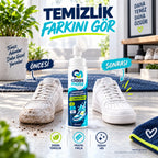 Ayakkabı temizleme köpüğü için temsili önce ve sonra karşılaştırması